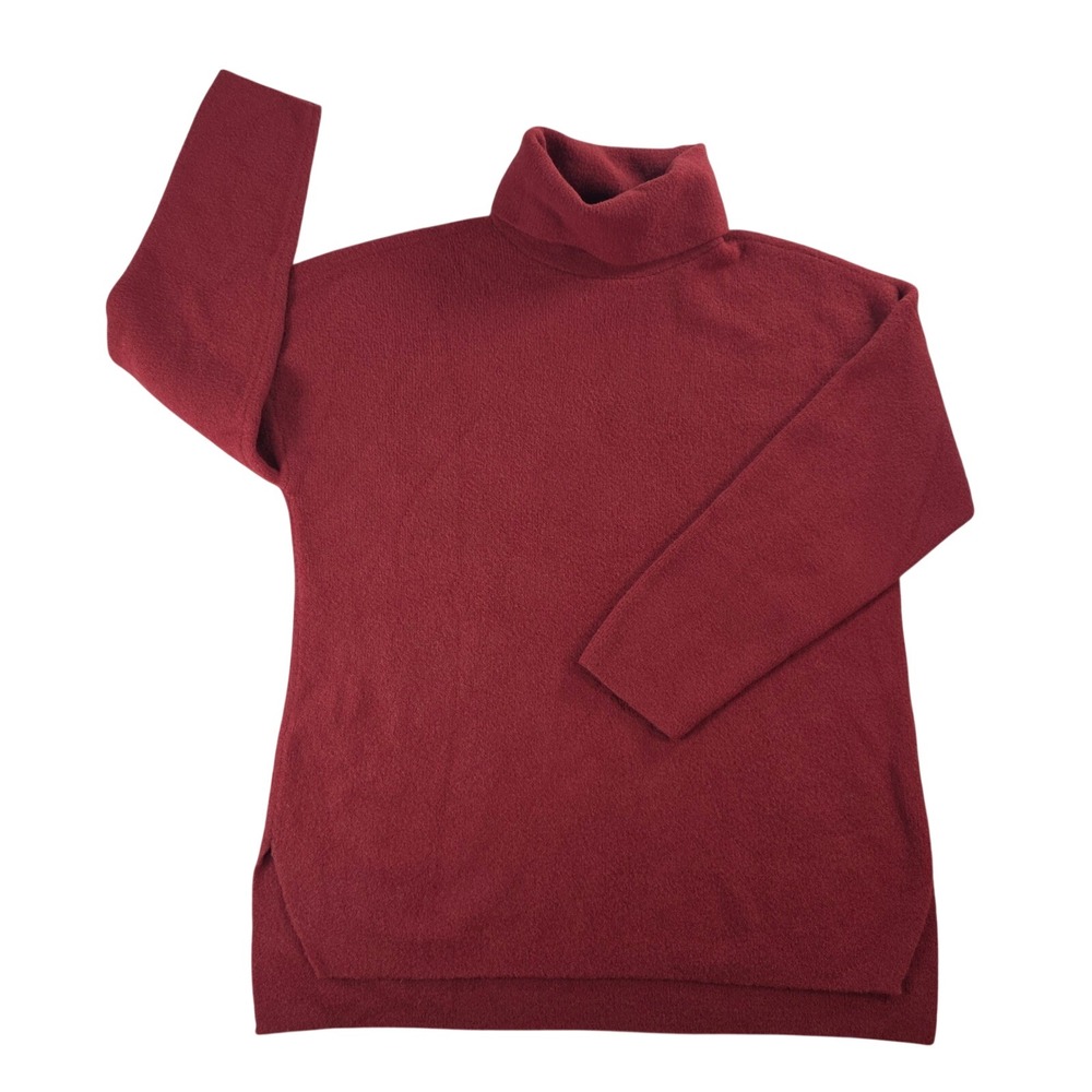 Abercrombie & Fitch Womens Y2K Small Burgundy Turtleneck Sweater Fuzzy High-Low